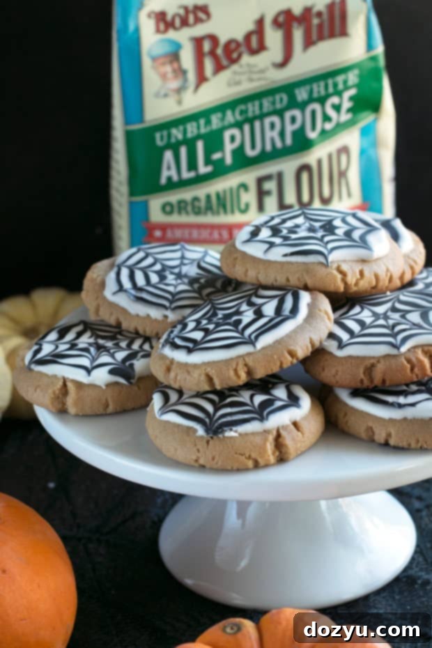 Peanut Butter Spiderweb Cookies | cakenknife.com #spiderweb #halloween #dessert #cookie