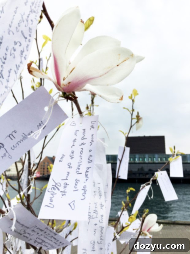 Copenhagen's Flavors: A 48-Hour Foodie Itinerary 27 Wish Tree Garden with notes tied to branches on Paper Island