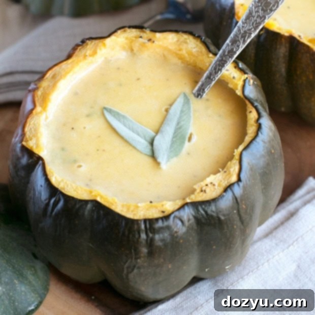 Individual Ginger Acorn Squash Soup Bowls | cakenknife.com #soup #thanksgiving #holiday #recipe