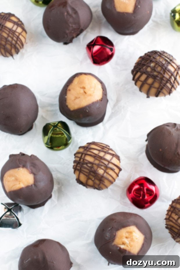 Bourbon Spiked Buckeye Crunch 6 Crispy Bourbon Buckeyes | cakenknife.com #dessert #chocolate #christmas #holiday #cookies #sweetestseason
