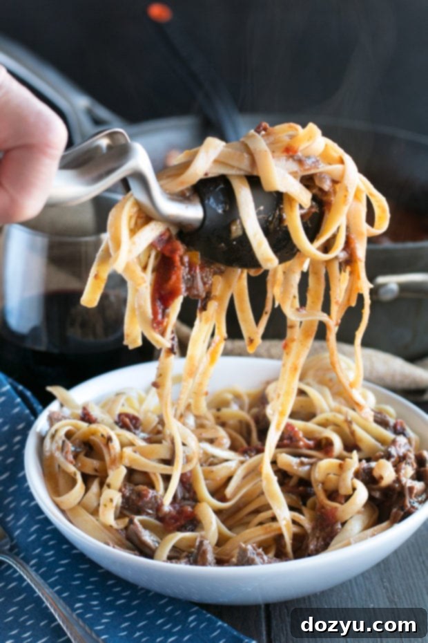 Red Wine Slow Cooker Short Rib Ragu with Fettuccine | cakenknife.com #sponsored #holidaymeal #dinner #pasta #beef