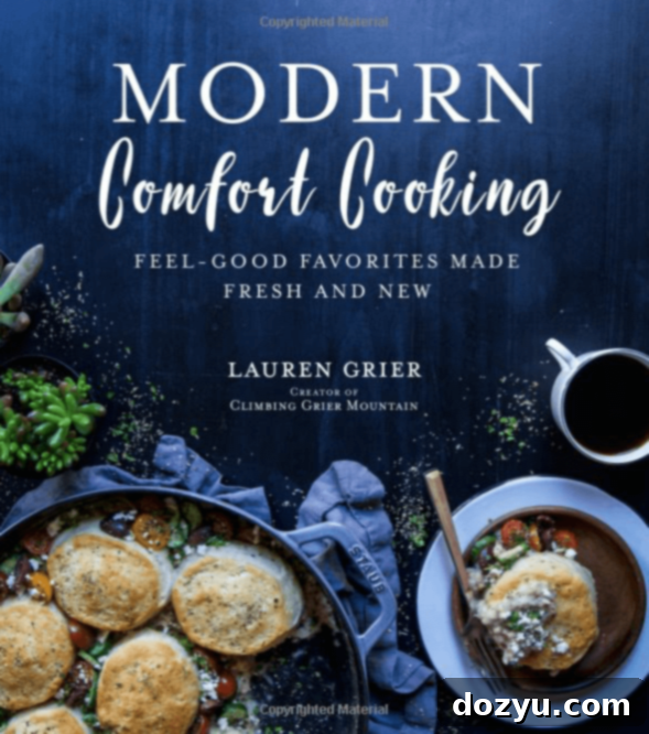Modern Comfort Cooking Cookbook cover image, featuring contemporary takes on classic comfort food recipes. | cakenknife.com