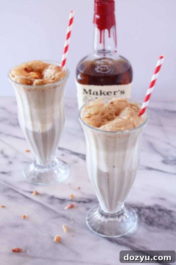 A vibrant image of the Bourbon Bacon Root Beer Float, highlighting its creamy texture and enticing garnish.