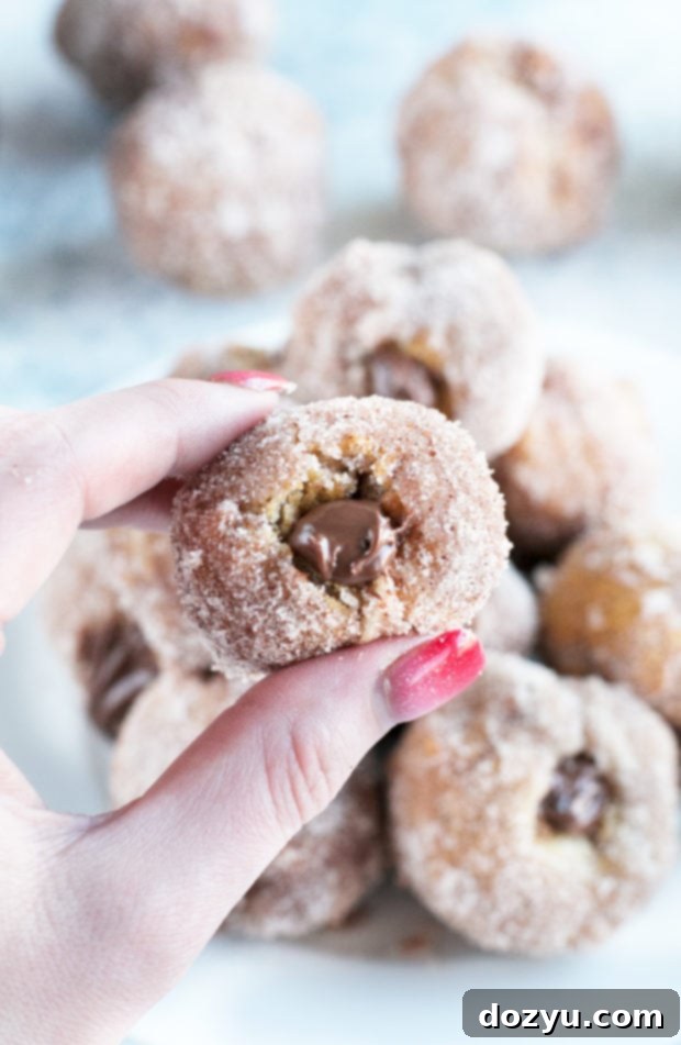 Nutella Donut Holes with Cinnamon Sugar Coating