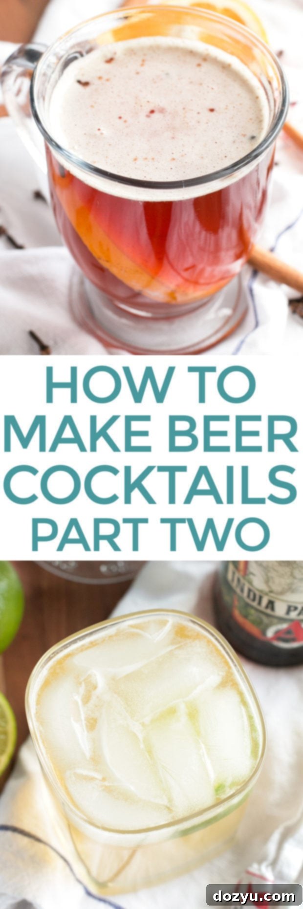 Pinterest pin showing a variety of craft beer cocktails with IPAs and Ales