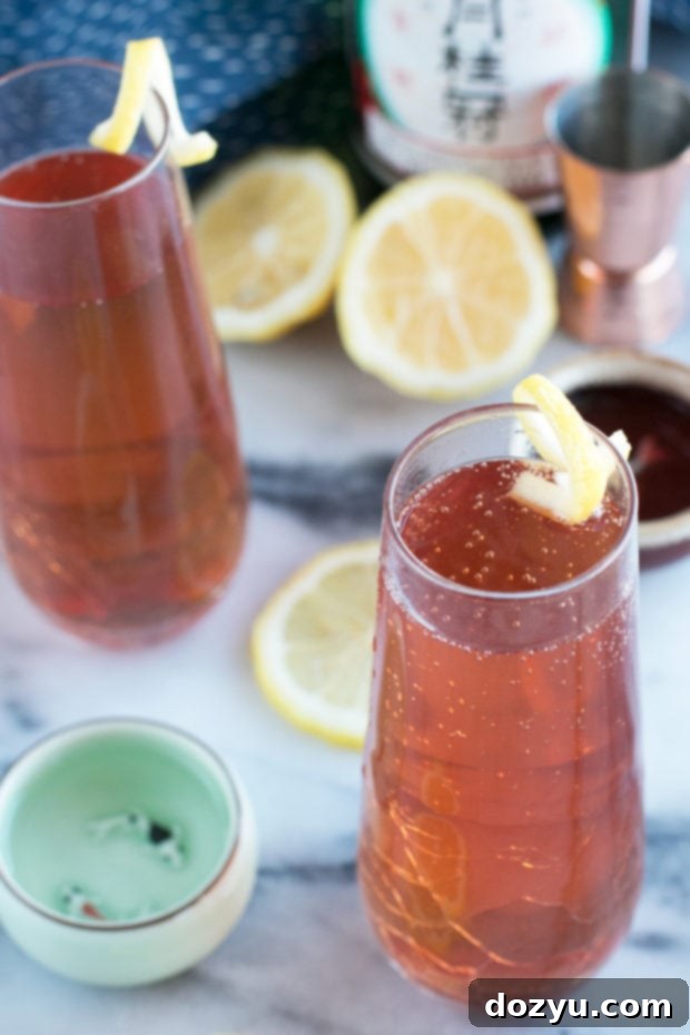 Sparkling Elderflower Sake Cocktail