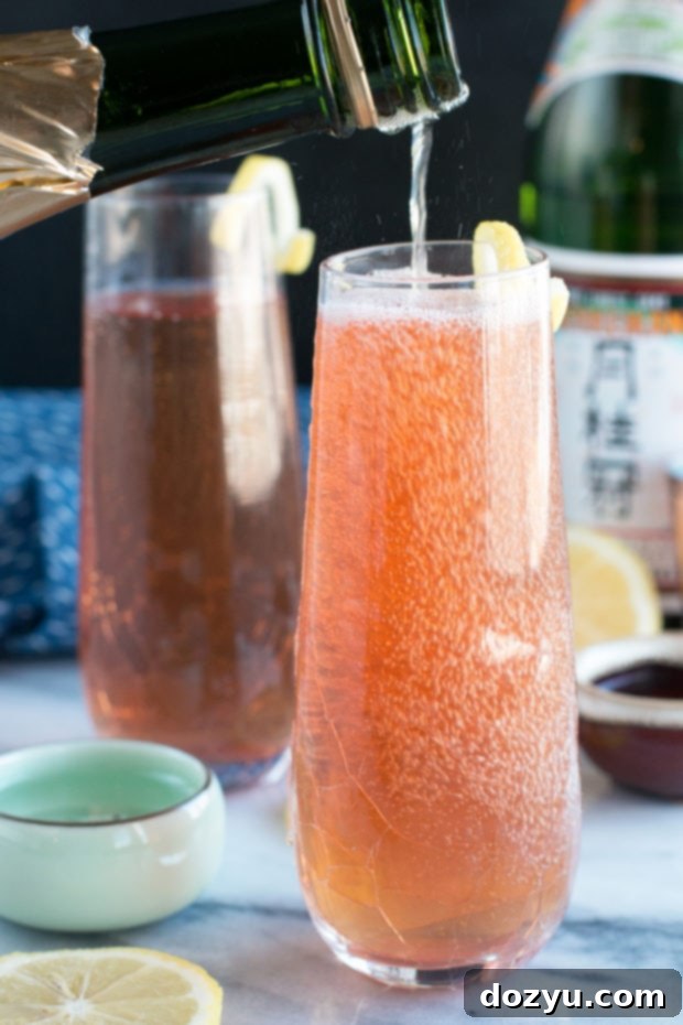 Sparkling Elderflower Sake Cocktail