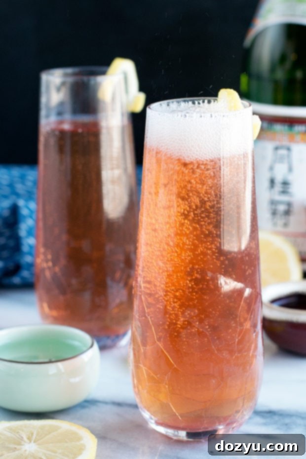 Sparkling Elderflower Sake Cocktail