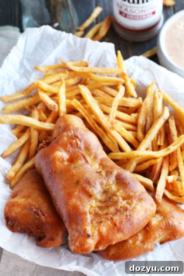 BBQ-Spiced Beer Battered Fish and Chips 4 Three pieces of BBQ Beer Battered Fish with fries