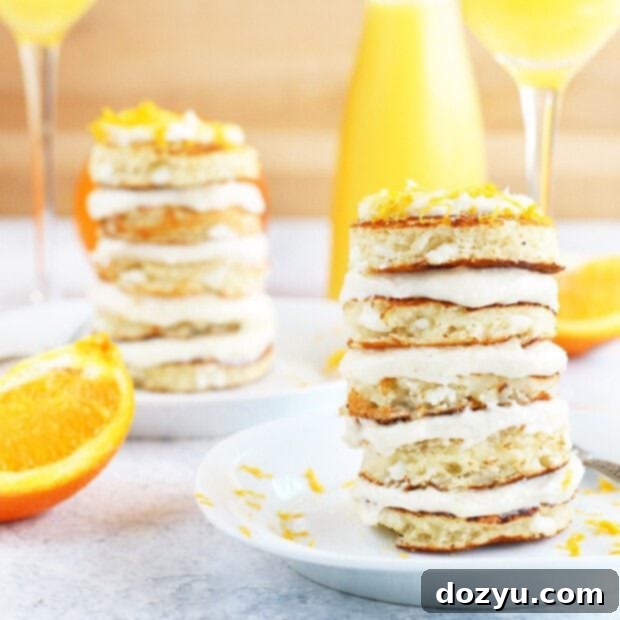 Mimosa Pancake Stacks recipe card image