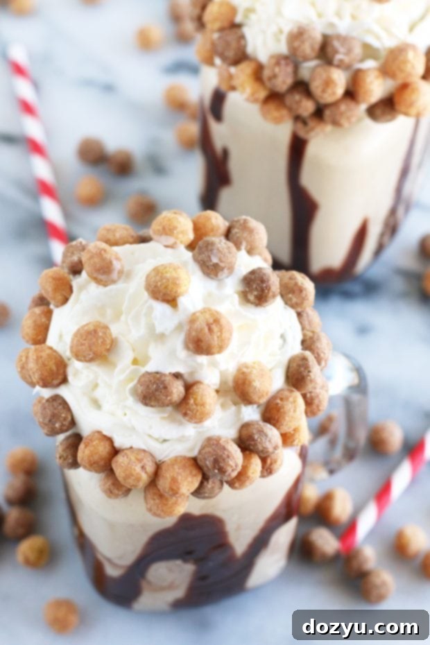 Boozy Reese's Puffs Cereal Milkshake