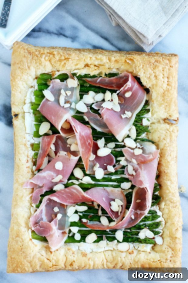 Asparagus Prosciutto Goat Cheese Puff Pastry Tart