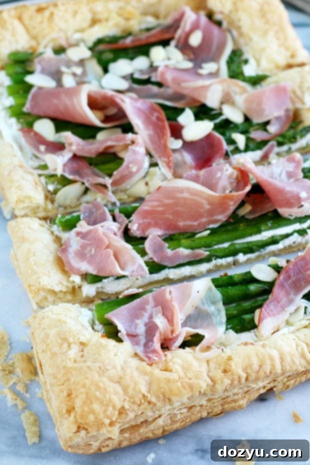 Asparagus Prosciutto Goat Cheese Puff Pastry Tart