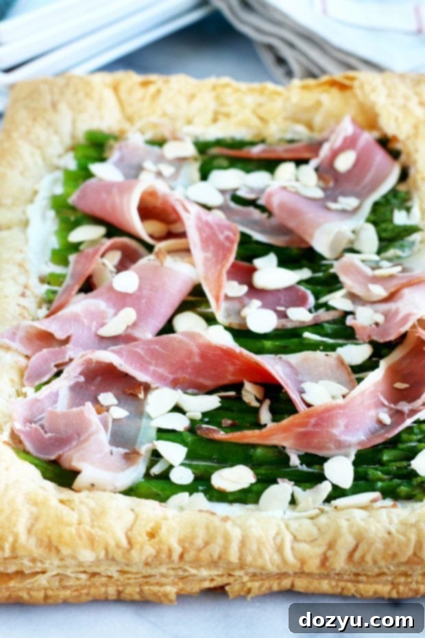 Asparagus Prosciutto Goat Cheese Puff Pastry Tart