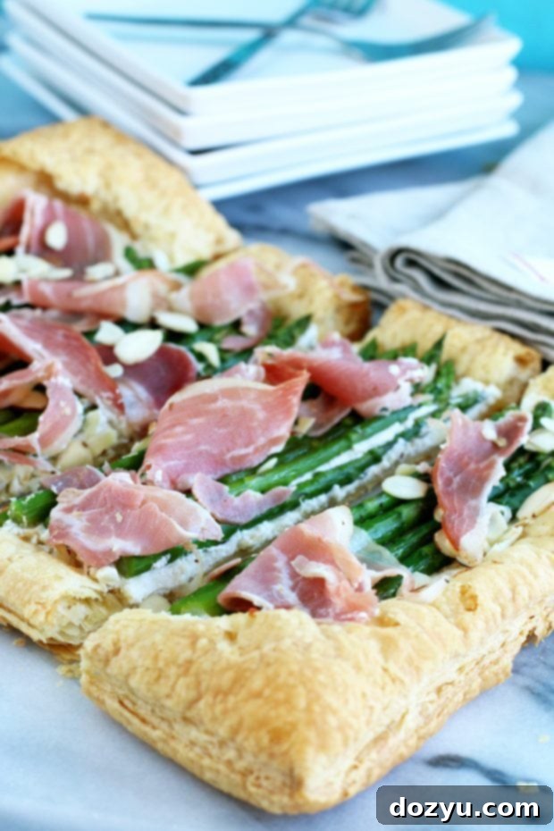 Asparagus Prosciutto Goat Cheese Puff Pastry Tart