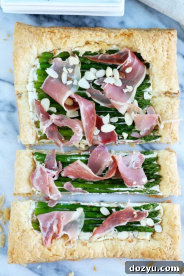 Asparagus Prosciutto Goat Cheese Puff Pastry Tart