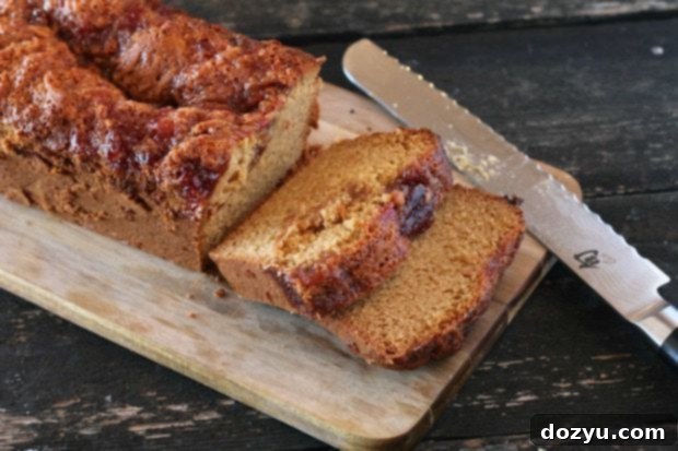 Freshly Baked Peanut Butter and Jelly Swirl Bread Loaf