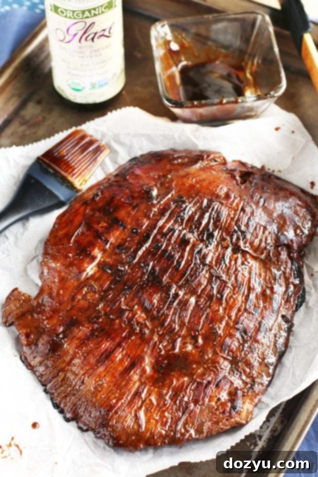 Balsamic Glazed Grilled Flank Steak with Herb Steak Fries