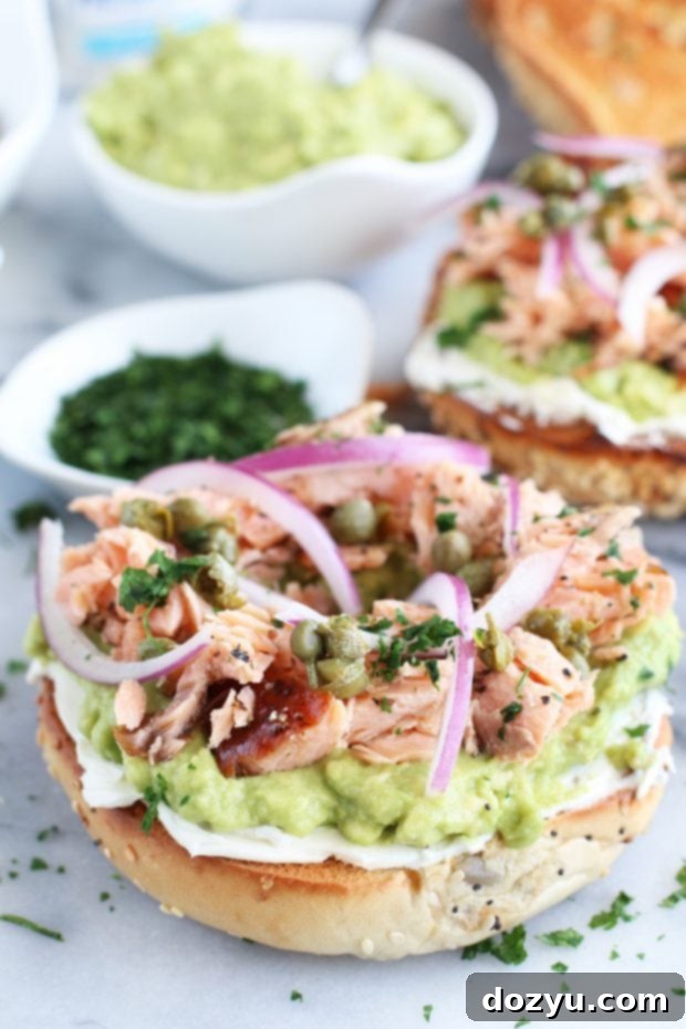 Delicious Smoked Salmon Avocado Cream Cheese Bagels