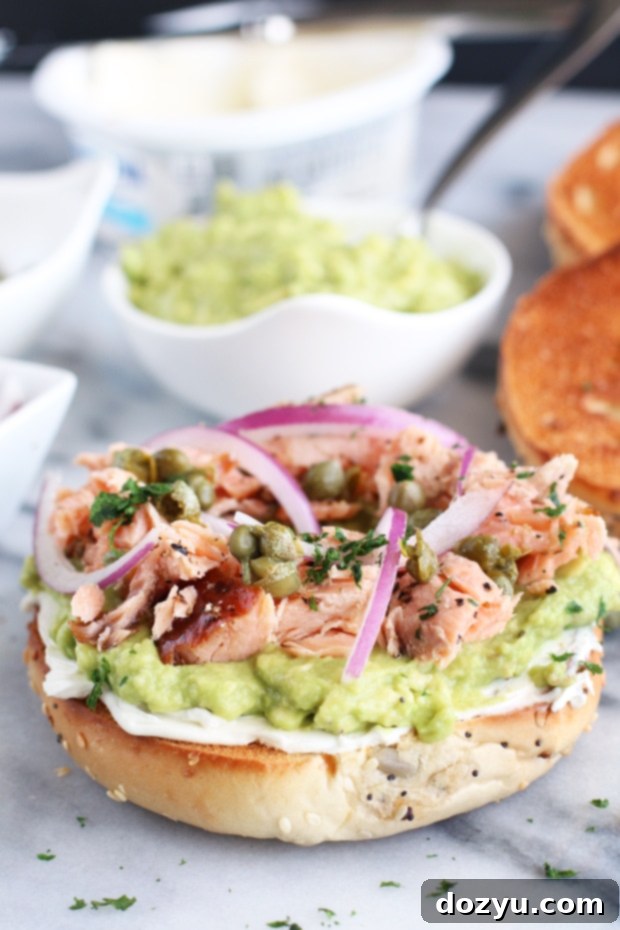Smoked Salmon Avocado Cream Cheese Bagels Recipe