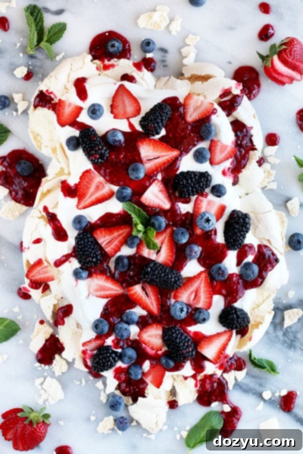 Smashed Mixed Berry Pavlova