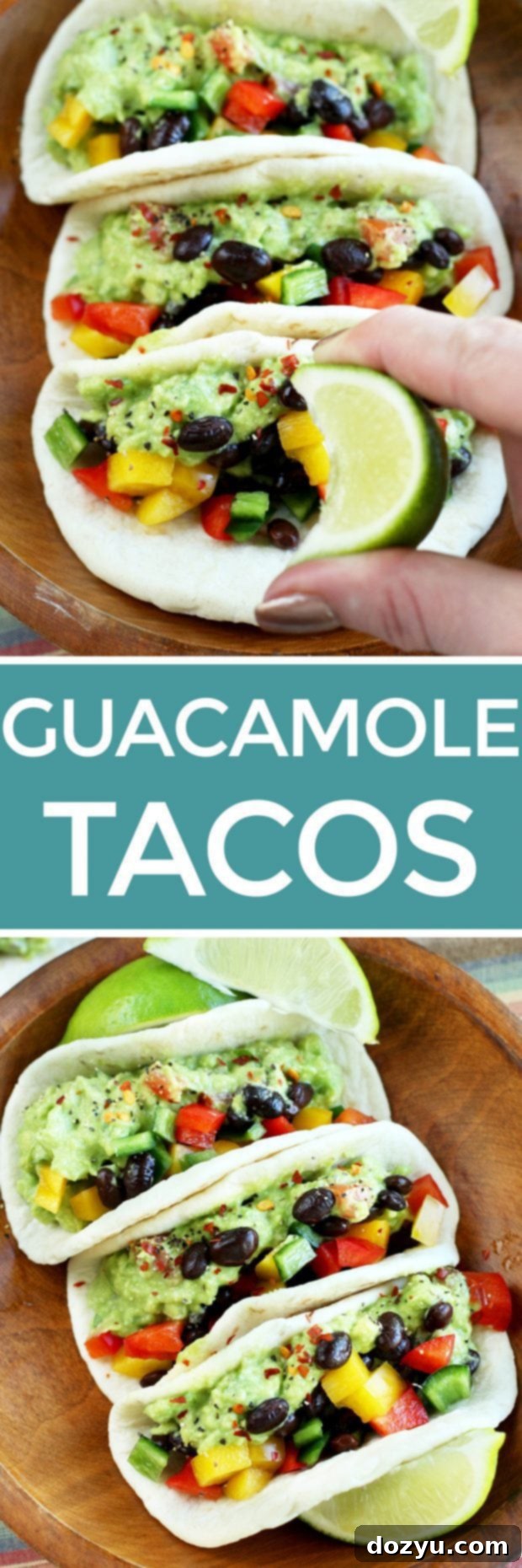 Guacamole Tacos recipe pin image for Pinterest