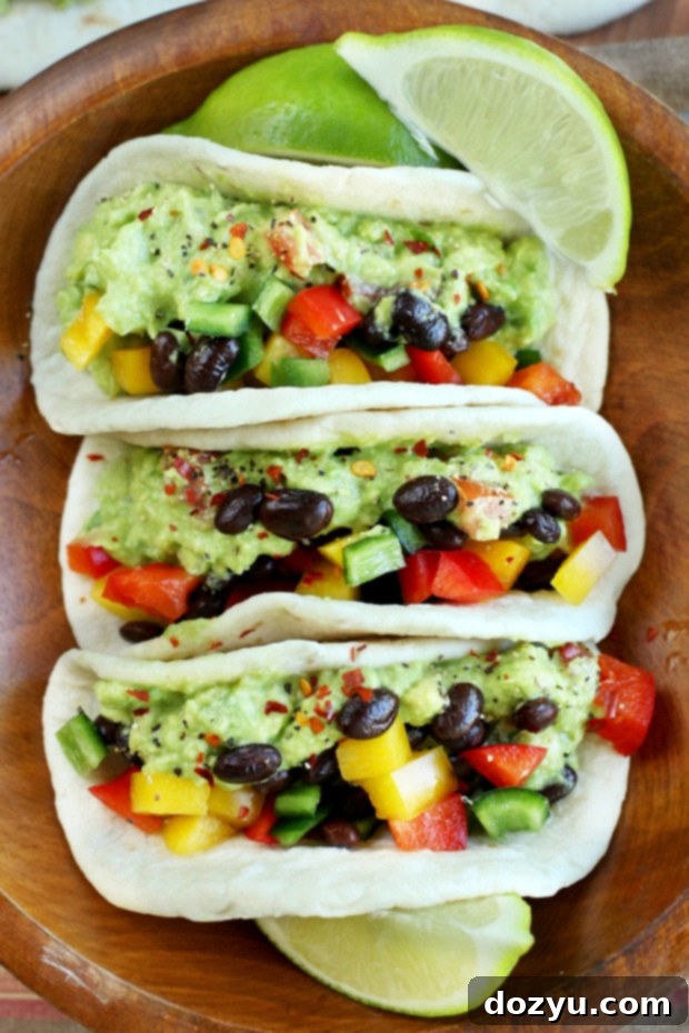Guacamole Tacos with fresh ingredients