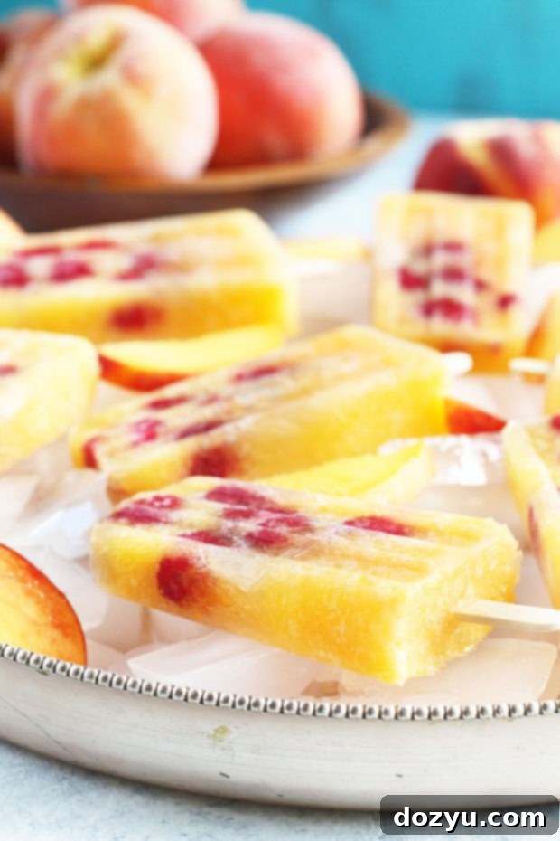Raspberry Peach Prosecco Popsicles