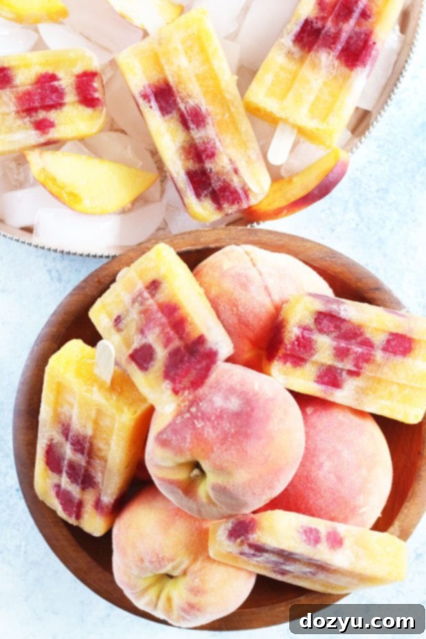 Raspberry Peach Prosecco Popsicles