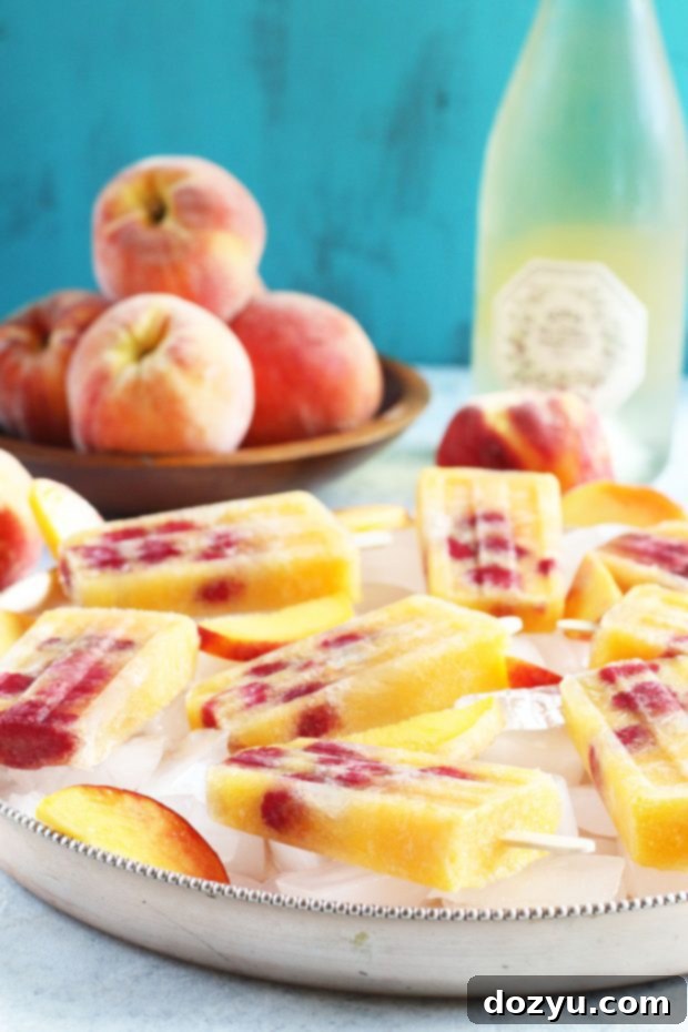Raspberry Peach Prosecco Popsicles