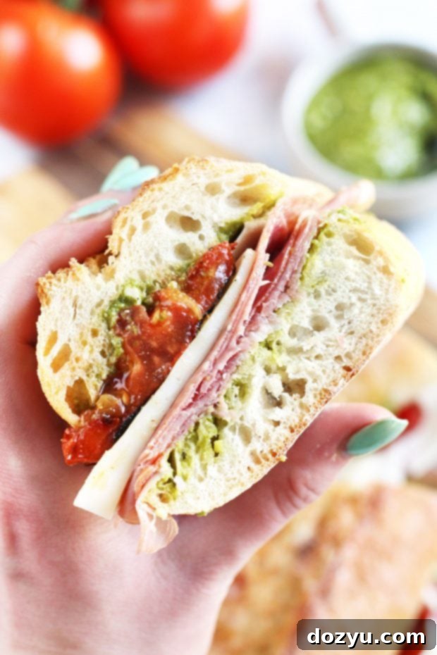 Smoky Tomato Italian Grinder 2 Grilled Tomato Italian Grinder Sandwich - close up of ingredients