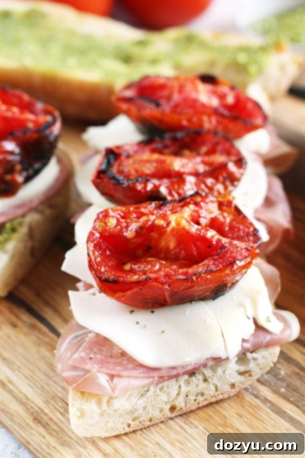 Smoky Tomato Italian Grinder 5 Grilled Tomato Italian Grinder Sandwich - grilled tomatoes on the grill