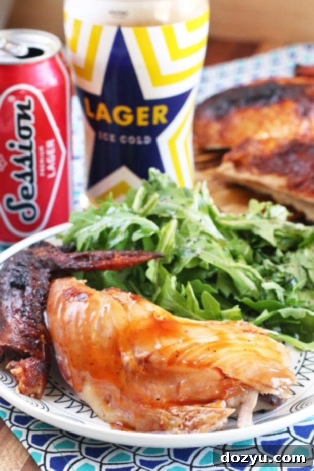 Marinated Beer Brined Beer Can Chicken ready for grilling