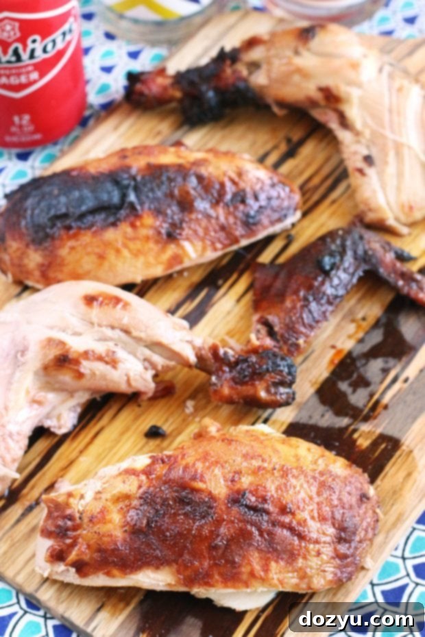 Beer Brined Beer Can Chicken on a Traeger grill