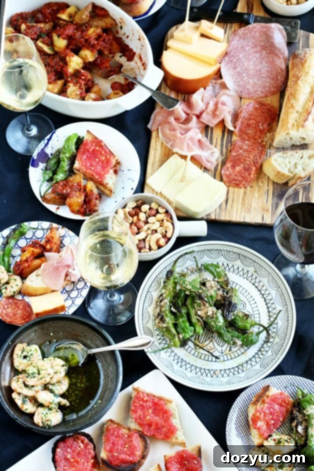 Tapas Party Dishes and Wine