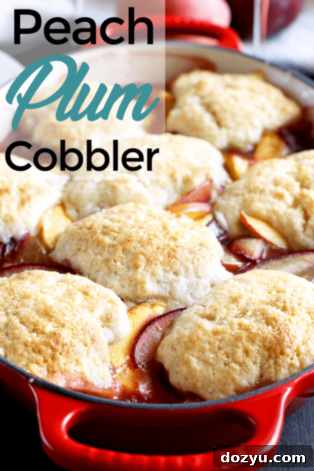 Pinterest pin for Peach Plum Cobbler recipe