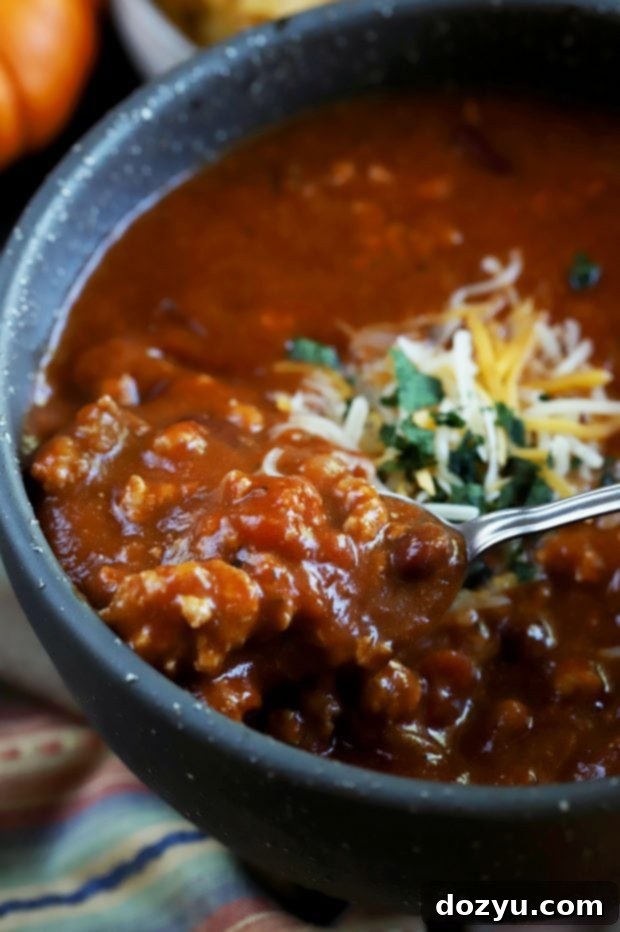 Slow Cooker Pumpkin Turkey Chili