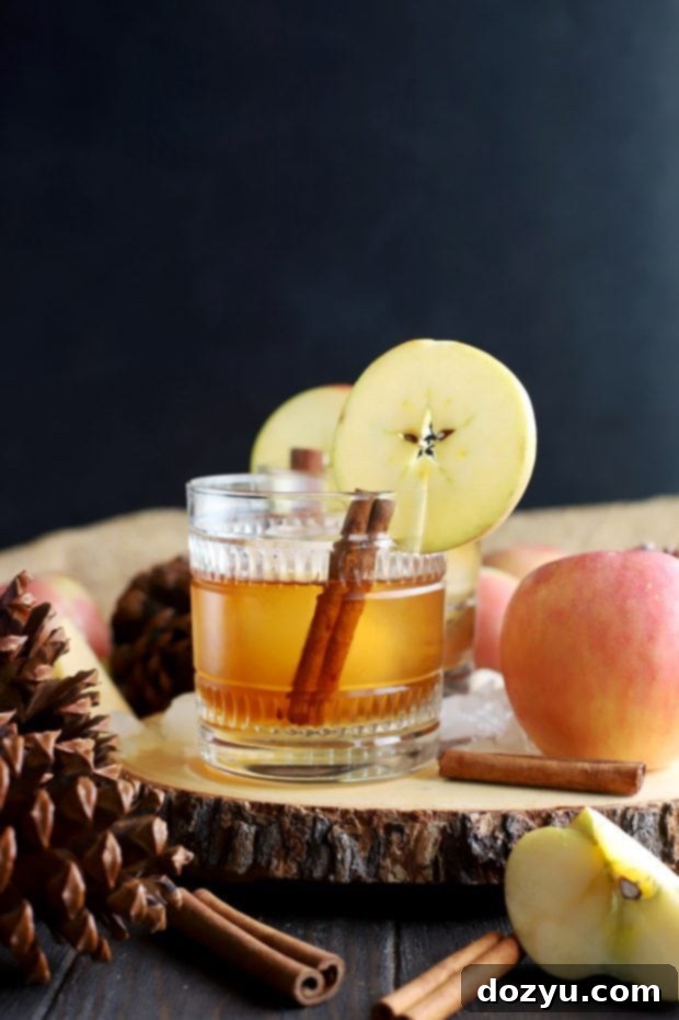 Apple Pie Old Fashioned Cocktail 3 Close-up of an Apple Pie Old Fashioned Cocktail glass