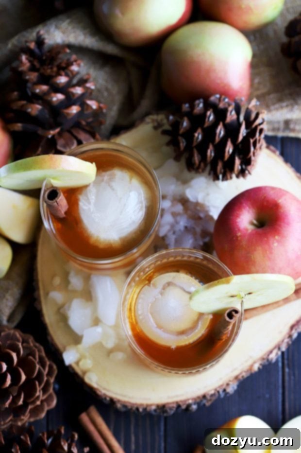 Apple Pie Old Fashioned Cocktail 5 Two Apple Pie Old Fashioned Cocktails on a rustic wooden surface