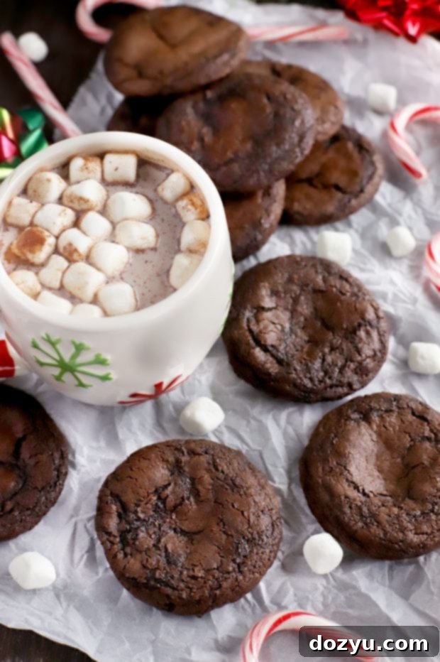 Stack of Peppermint Hot Chocolate Cookies