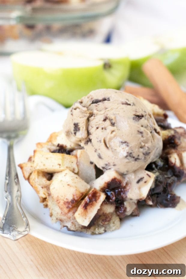 Chocolate Chip Apple Pie Bread Pudding - Last Minute Thanksgiving Recipes | cakenknife.com
