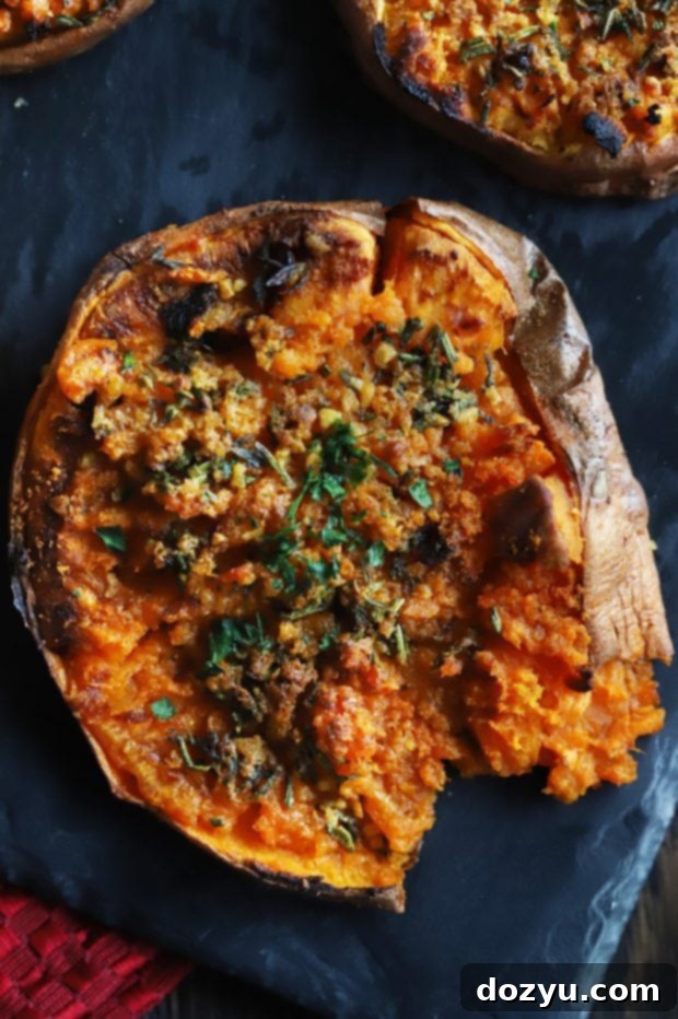 Chook Smashed Sweet Potatoes with Fresh Herbs and Garlic