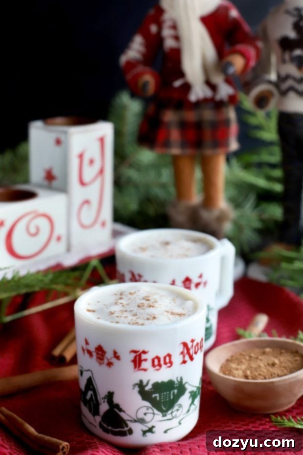 The Best Homemade Eggnog for Christmas with a sprinkle of nutmeg