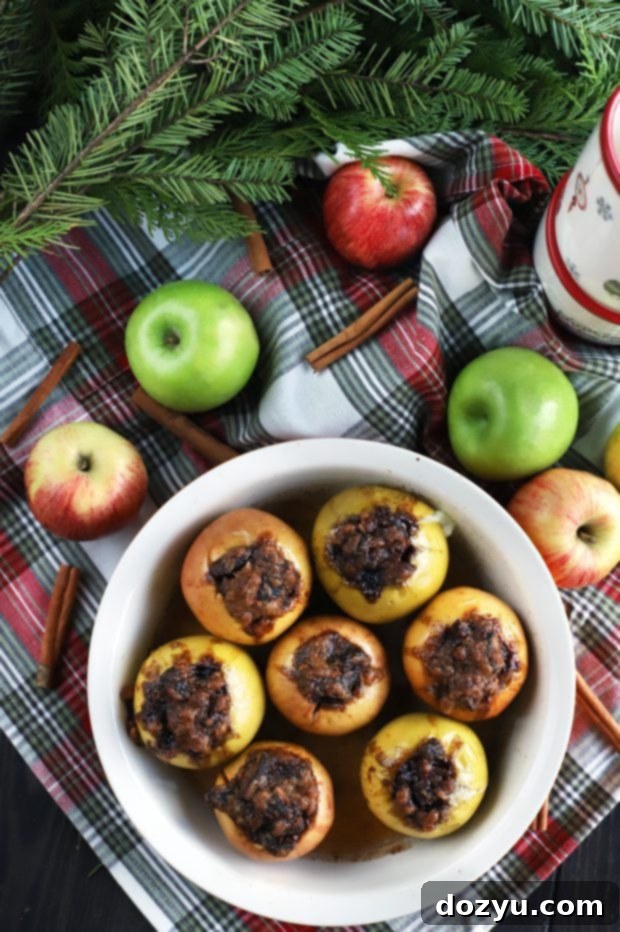 Close-up of Stuffed Baked Apples with Dates & Granola, showcasing texture