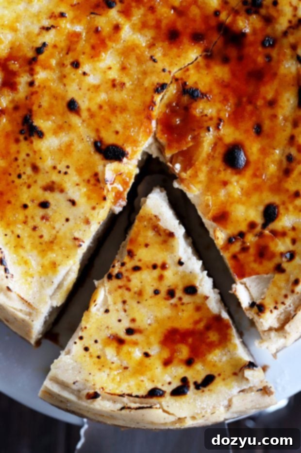 Brûléed Instant Pot Eggnog Cheesecake slice