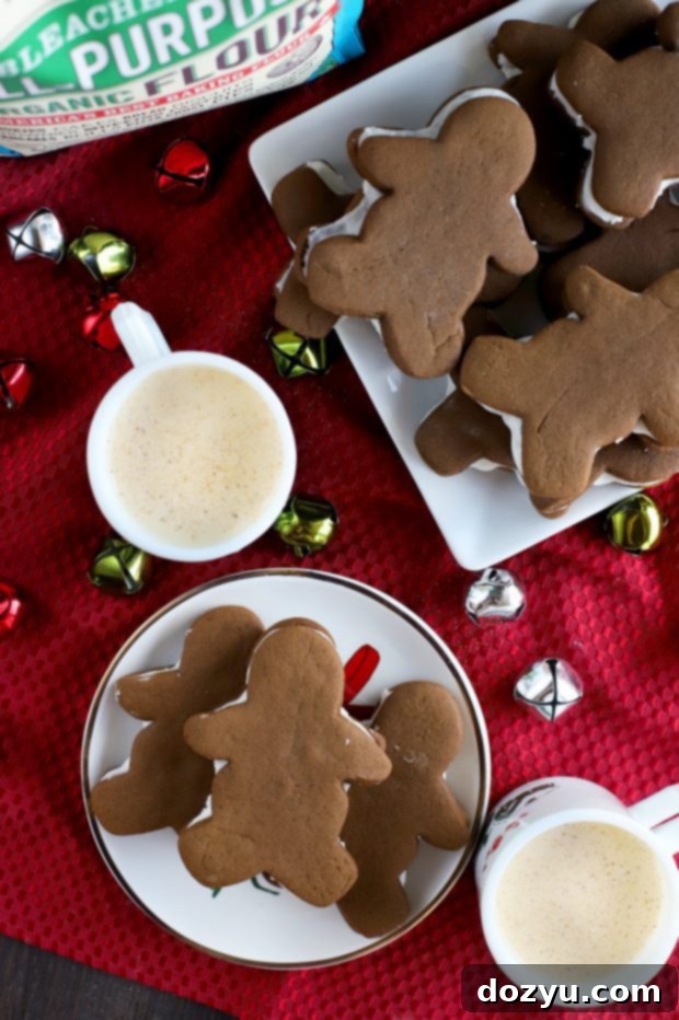 Chewy Gingerbread Cookies with Luscious Eggnog Cream 2 Soft Chewy Gingerbread Cookies with Eggnog Filling