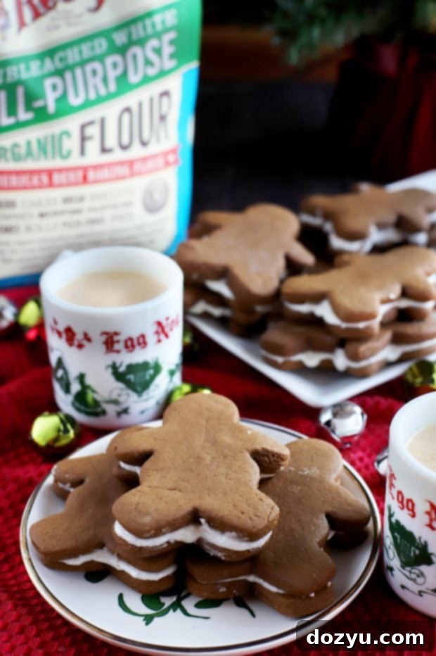 Chewy Gingerbread Cookies with Luscious Eggnog Cream 4 Soft Chewy Gingerbread Cookies with Eggnog Filling