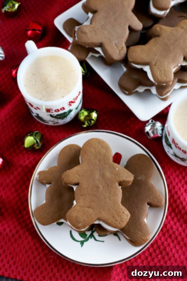 Chewy Gingerbread Cookies with Luscious Eggnog Cream 5 Soft Chewy Gingerbread Cookies with Eggnog Filling