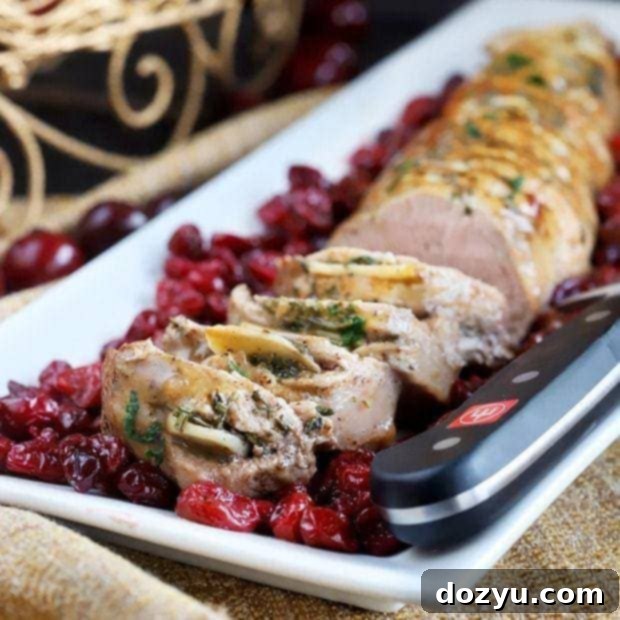 Roasted Garlic Pork Tenderloin with Cranberries Thumbnail