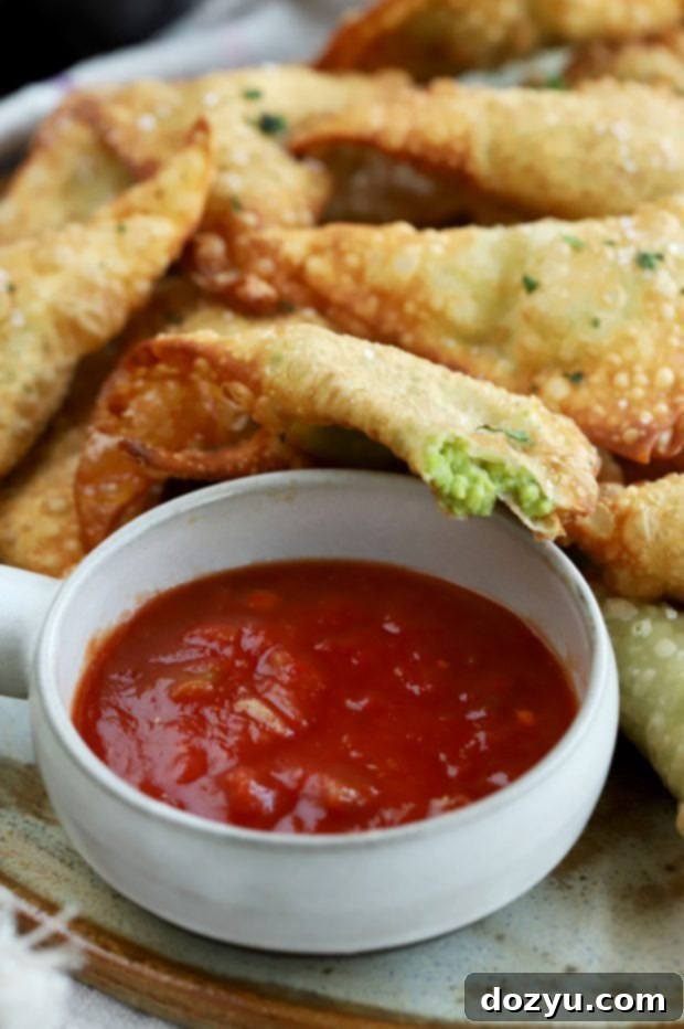 Guacamole Wontons with green dip